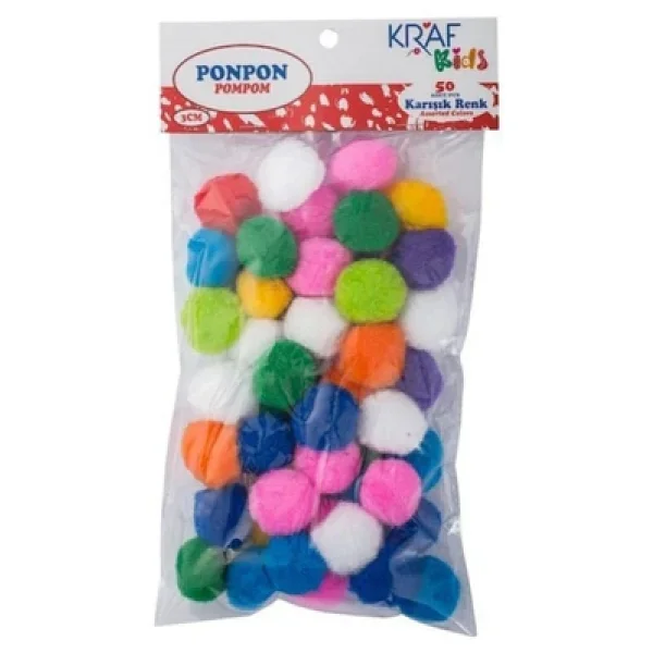 Kraf Kids Simli Ponpon 3 Cm 50'li - Görsel 3
