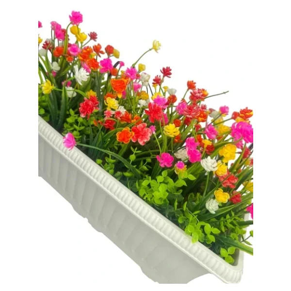 Yapay Çiçek Renkli Mini Lotus Çiçekli Krem Küpeşte Askılı Balkon Çiçeği Balkon Saksısı - Görsel 5