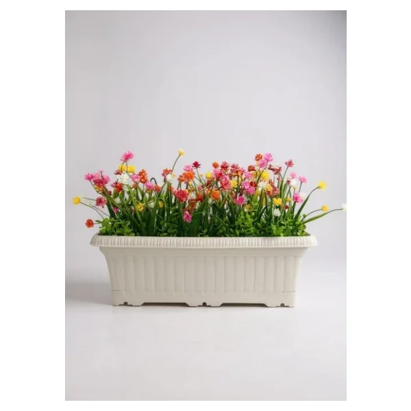 Yapay Çiçek Renkli Mini Lotus Çiçekli Krem Küpeşte Askılı Balkon Çiçeği Balkon Saksısı - Görsel 3