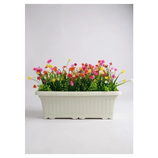 Yapay Çiçek Renkli Mini Lotus Çiçekli Krem Küpeşte Askılı Balkon Çiçeği Balkon Saksısı - Görsel 9