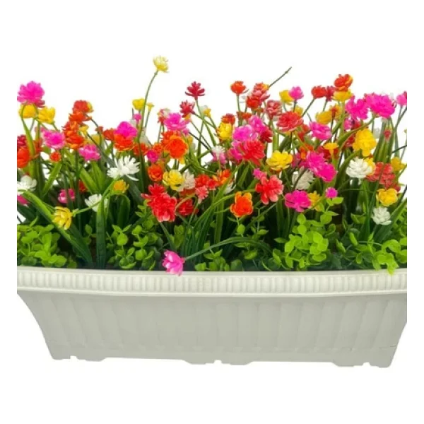 Yapay Çiçek Renkli Mini Lotus Çiçekli Krem Küpeşte Askılı Balkon Çiçeği Balkon Saksısı - Görsel 7