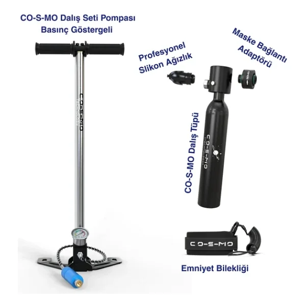 Cosmo Technology Taşınabilir Dalış Seti - Doldurulabilir Mini Tüp Ve Şnorkel Maskesi - Görsel 7