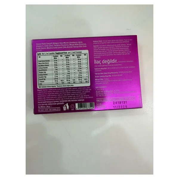 İmunol Kara Mürver Ve Çilek Aromalı 12'li Pastil - Görsel 9