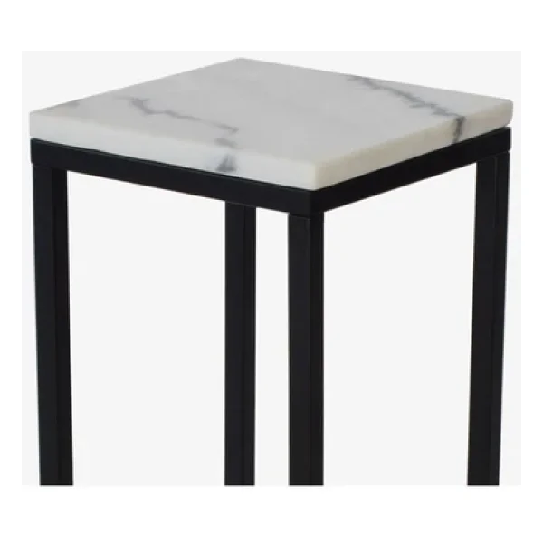 Hitit Dekorasyon Leva Siyah Metal Mermerli Yan Sehpa 65cm - Görsel 5