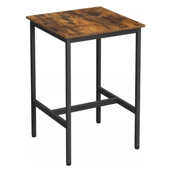 Hitit Dekorasyon Baro Siyah Metal Ahşap Yemek Masası Yüksek 60x60x90 - Görsel 4