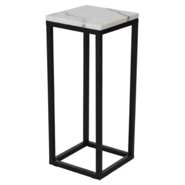 Hitit Dekorasyon Leva Siyah Metal Mermerli Yan Sehpa 65cm - Görsel 3