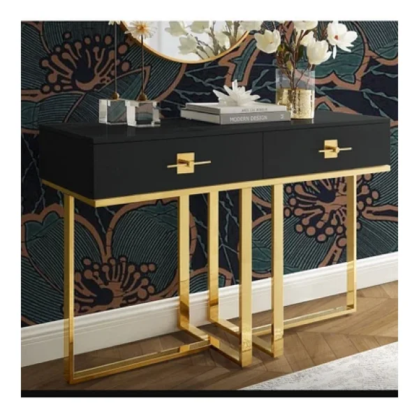 Hitit Dekorasyon Rihanna Gold Metal Siyah Dresuar - Görsel 5
