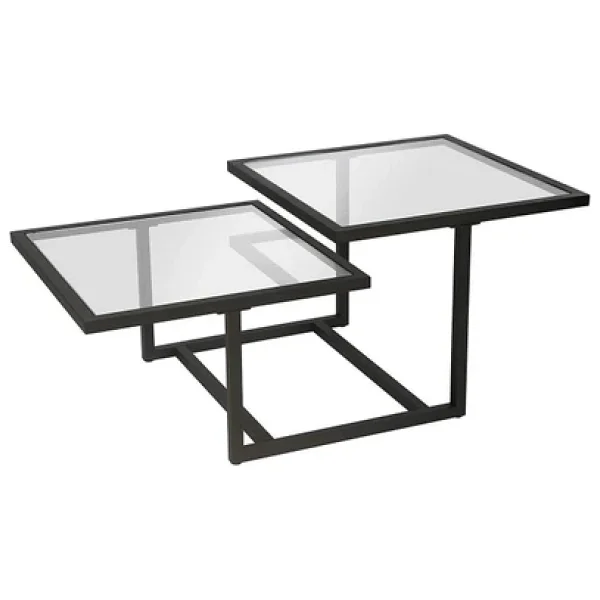 Hitit Dekorasyon Chic Siyah Metal Cam Orta Sehpa - Görsel 6