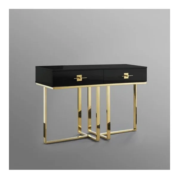 Hitit Dekorasyon Rihanna Gold Metal Siyah Dresuar - Görsel 6