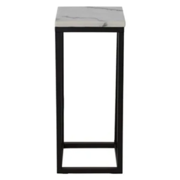 Hitit Dekorasyon Leva Siyah Metal Mermerli Yan Sehpa 65cm - Görsel 4