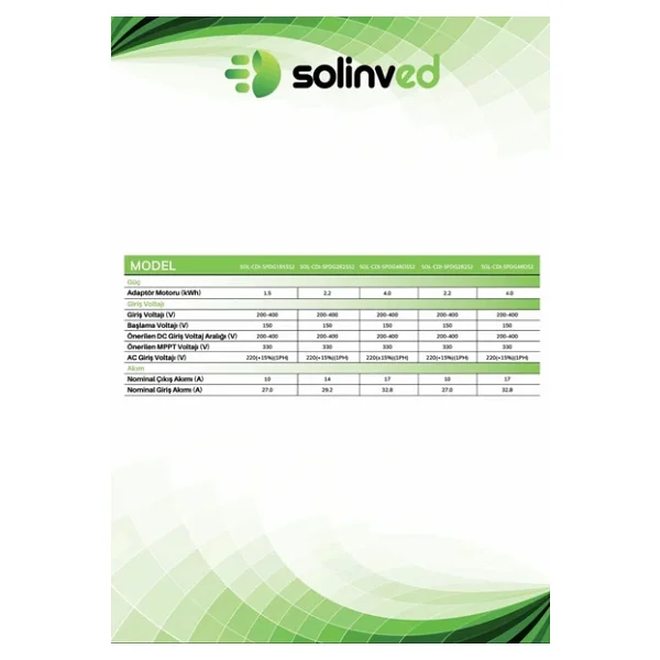 Solinved 3 Hp 2.2 Kw 3 X 220 V Monofaze Solar Sürücü - Görsel 6