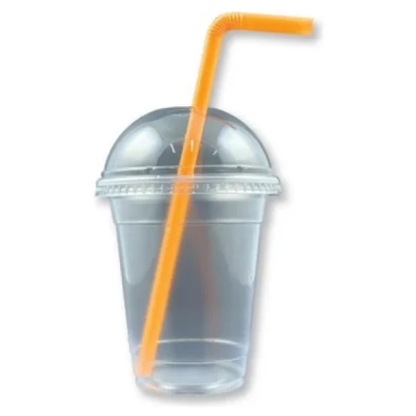 Plastik Milkshake Bardağı Pipetli Kapaklı 100'lü İçecek Şeffaf 350 Cc(Ml) Meşrubat Bardağı Cup - Görsel 5