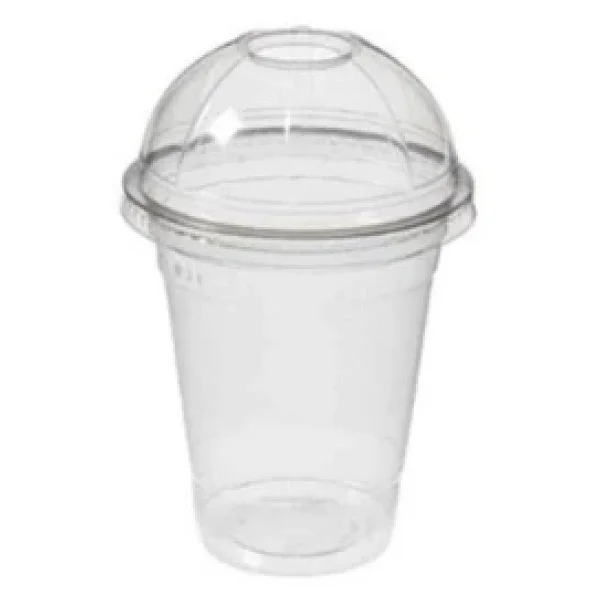 Plastik Milkshake Bardağı Pipetli Kapaklı 100'lü İçecek Şeffaf 350 Cc(Ml) Meşrubat Bardağı Cup - Görsel 3