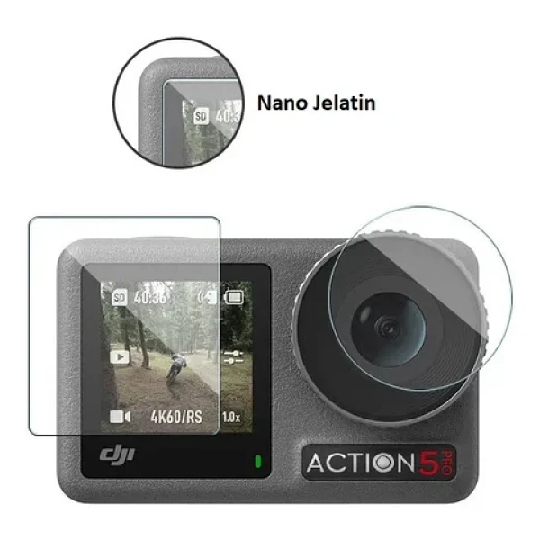Rova Djı Osmo Action 5 Pro Uyumlu Şeffaf Ekran Koruyucu Nano Jelatin - Görsel 3