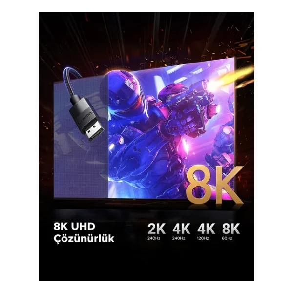 Ugreen 80390 1 M 8K Displayport Kablo - Görsel 5