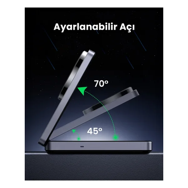 Ugreen 45023 2in1 MagSafe Kablosuz Hızlı Şarj Aleti - Görsel 8