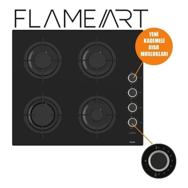 Ferre Flameart Cs205 Cam Siyah Ankastre Ocak - Görsel 8