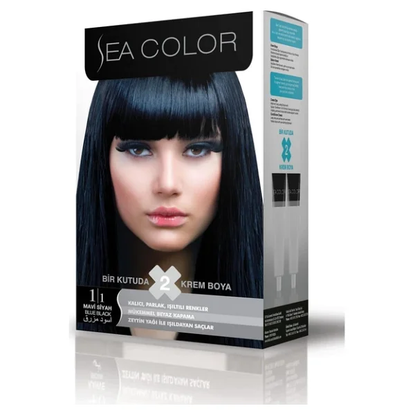 Sea Color 1.1 Mavi Siyah Saç Boyası - Görsel 4