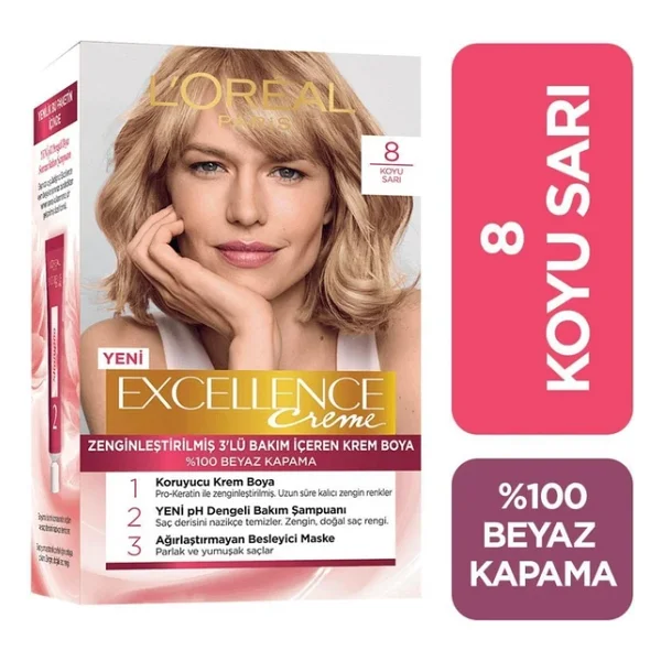 L'oreal Paris Excellence Creme 8 Koyu Sarı Saç Boyası - Görsel 5