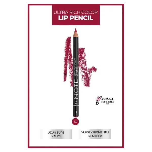 Note Ultra Rich Color Lip Pencil 13 Hollywood Pink Dudak Kalemi - Görsel 3