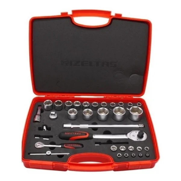 İzeltaş 1113001038 1/2" 1/4" 6 Köşe Kombine 35 Parça Lokma Takımı - Görsel 4