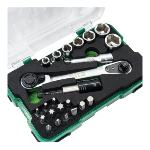 Elta 1/4" Altıköşe Cırcırlı Lokma Anahtar Ve Bits Uç Seti 23 Parça - Görsel 6