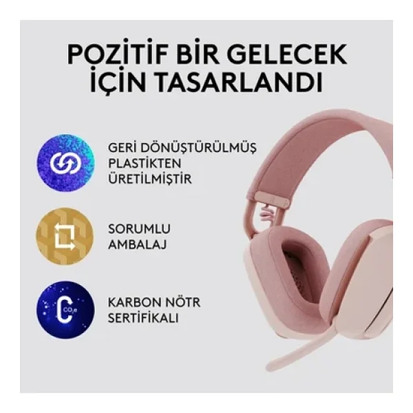 Logitech Zone Vibe 100 Bluetooth Çağrı Merkezi Kulaklığı Pembe - Görsel 7