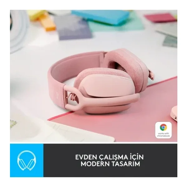 Logitech Zone Vibe 100 Bluetooth Çağrı Merkezi Kulaklığı Pembe - Görsel 4