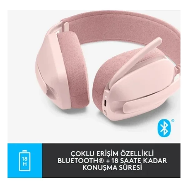 Logitech Zone Vibe 100 Bluetooth Çağrı Merkezi Kulaklığı Pembe - Görsel 8