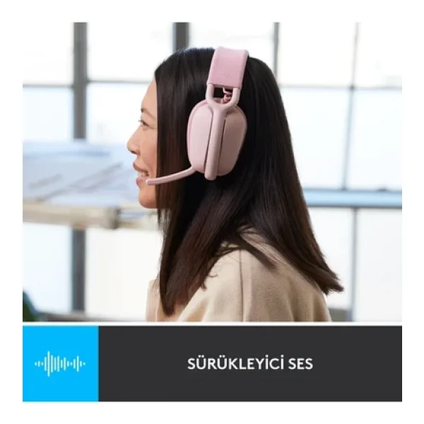 Logitech Zone Vibe 100 Bluetooth Çağrı Merkezi Kulaklığı Pembe - Görsel 6