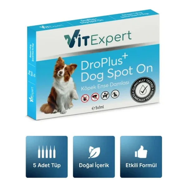 Vitexpert Droplus Köpek Damlası Dış Parazit Pire Kene Bit Ve Deri Bakımı Için Bitkisel Damla - 5 Tüp - Görsel 7