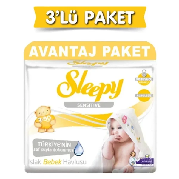 Sleepy Sensitive 90 Yaprak 3'lü Paket Islak Mendil - Görsel 5