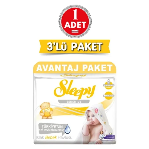 Sleepy Sensitive 90 Yaprak 3'lü Paket Islak Mendil - Görsel 4