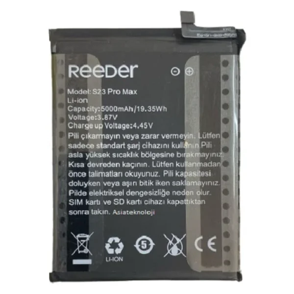 Reeder S23 Pro Max Pil Batarya 5000 mAh - Görsel 3