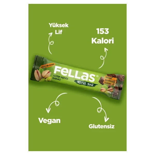 Fellas Nuts 40 Gr 12'li Antep Fıstığı Ve Kakaolu Bar - Görsel 3