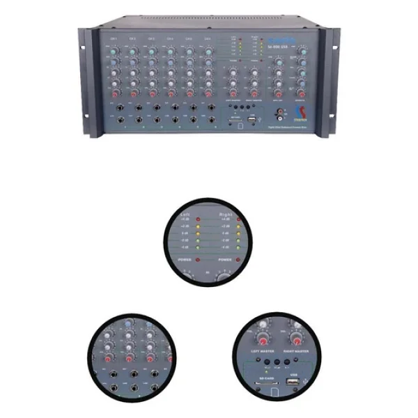 Startech Safir S6-800T Usb 2X400w Hat Trafolu Stereo Küp Anfi Power Mixer - Görsel 5