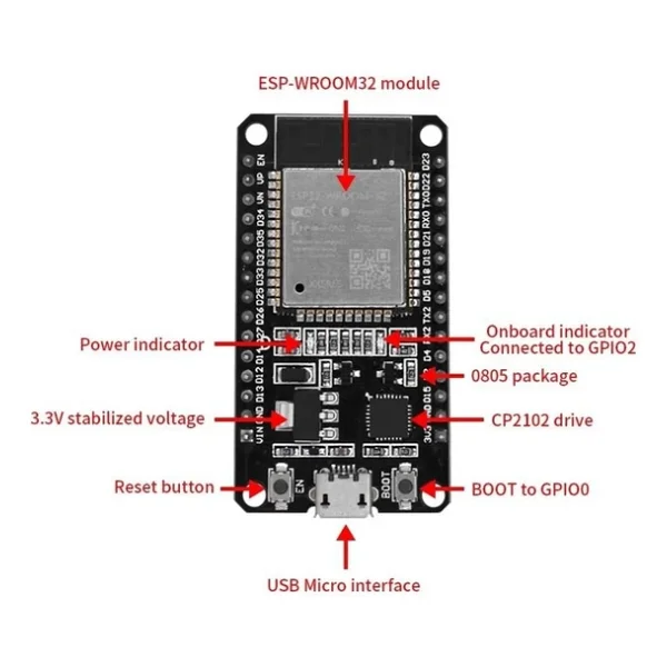 Aek-Tech Wi-Fi+Bluetooth Esp-32 Esp-32s Wi-Fi Ve Bluetooth Geliştirme Kartı - Görsel 5