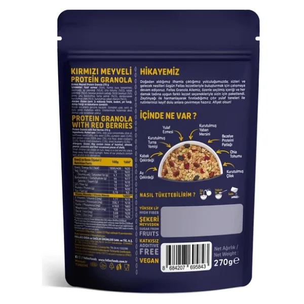 Fellas Protein Granola 2'li Mix Paket - Hindistan Cevizi & Kakao (270 G) + Kırmızı Meyveli (270 G) - Görsel 5