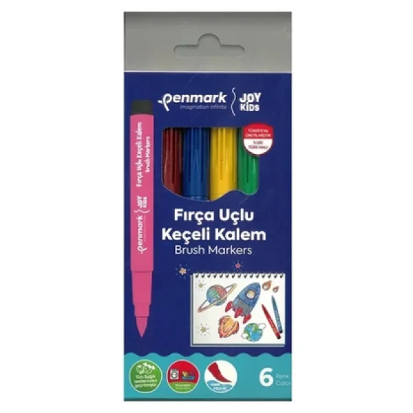 Penmark Süper Yıkanabilir 6'lı Fırça Uçlu Keçeli Kalem Seti - Görsel 2