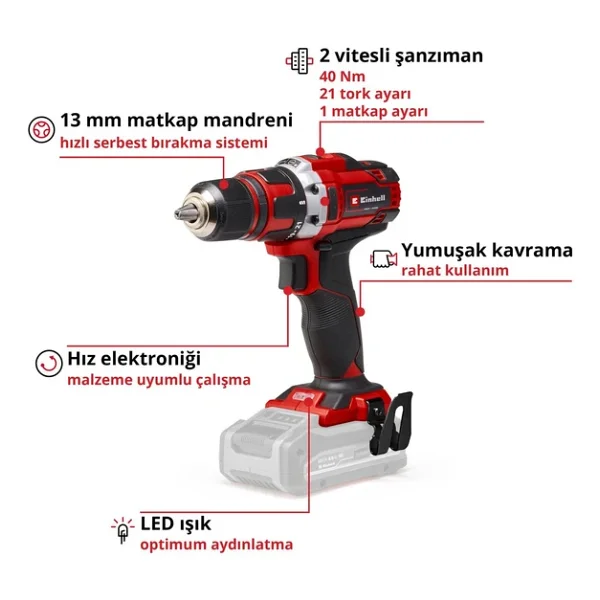 Einhell Te-CD 18/40 Li Çift Akülü 2.5 Ah Matkap - Görsel 6