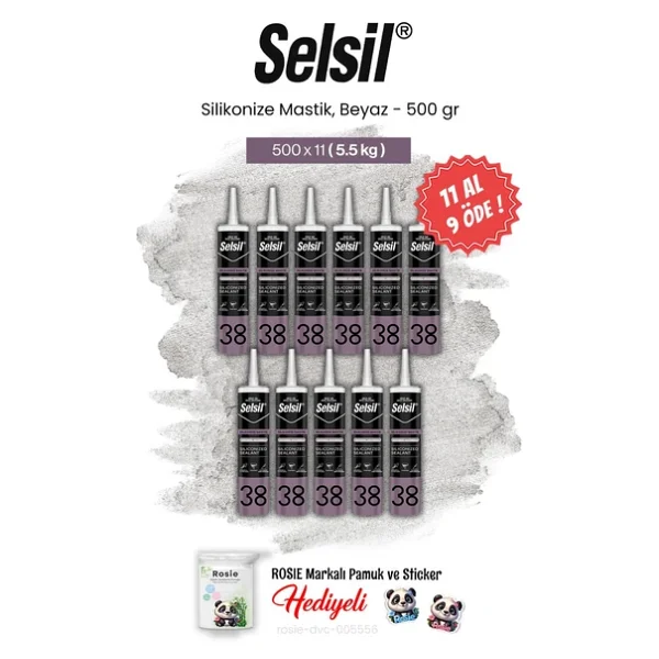 Selsil 500 Gr, Silikonize Mastik, Beyaz 11 Al 9 Öde Ve Rosie Pamuk - Görsel 3