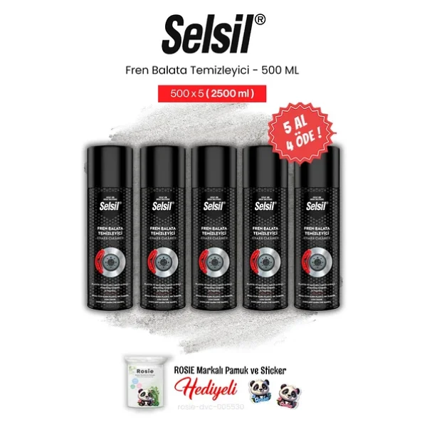 Selsil 5 Al 4 Öde Fren Balata Temizleyici Sprey, 500 Ml Ve Rosie Pamuk 500 Ml - Görsel 3
