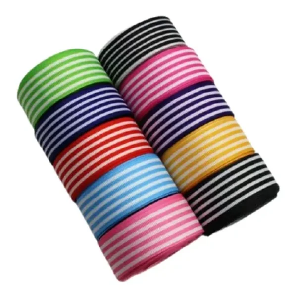 Tafta Çizgi Desen Kurdele 25 Mm Pudra 1 Metre - Görsel 2