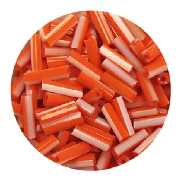 Uzun Boru Kesme Boncuk Çap 2mm Uzunluk 10 Mm - 20 Gram - Turuncu Beyaz - Bnc255 - Görsel 2