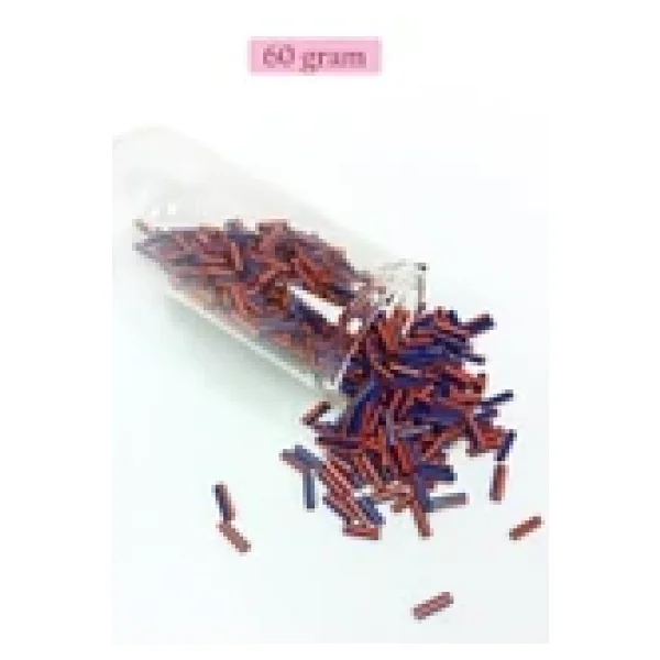 Uzun Boru Kesme Boncuk Çap 2mm Uzunluk 10 Mm - 60 Gram - Turuncu Mavi - Bnc277 - Görsel 2