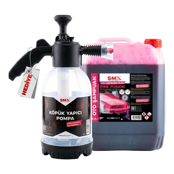 Smx %90 Cilalı Pink Fusion Oto Şampuanı 5 Lt + 2 Lt Köpük Yapıcı Kimyasal Dayanımlı Pompa - Görsel 3