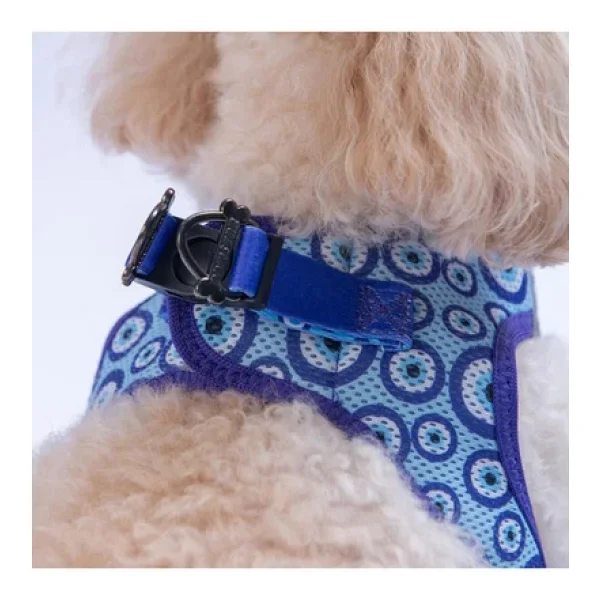 Pawstar Charm Air-mesh Göğüs Tasması Kedi Köpek Göğüs Tasması Nazar Boncuğu Desenli Köpek Tasması - Görsel 3