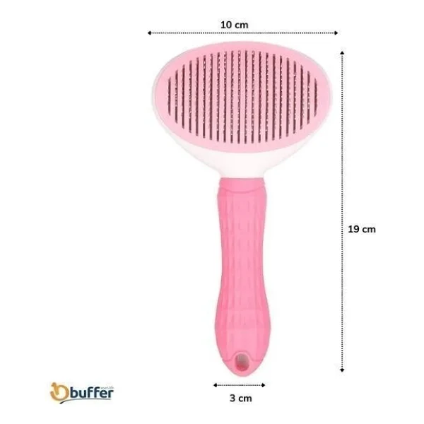 Buffer Kedi Köpek Tüy Toplayıcı Kendini Temizleyebilen Ergonomik Saplı Evcil Hayvan Tarağı Pembe - Görsel 5