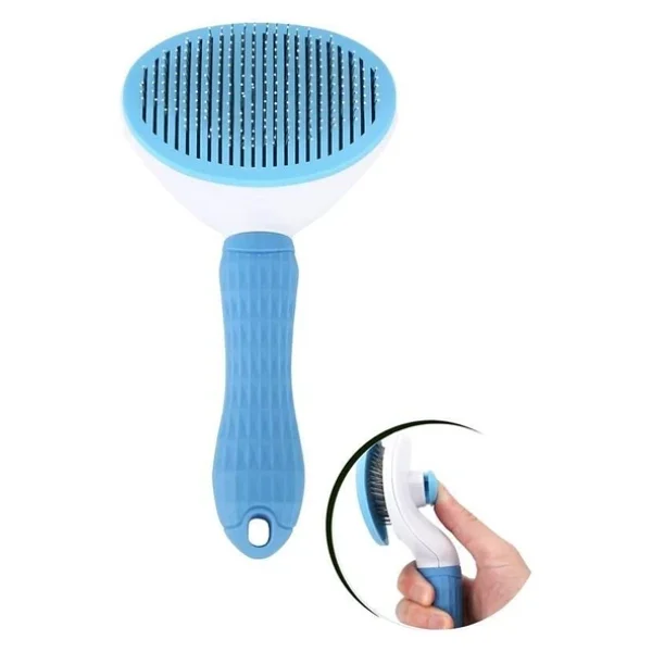 Buffer Kedi Köpek Tüy Toplayıcı Kendini Temizleyebilen Ergonomik Saplı Evcil Hayvan Tarağı Mavi - Görsel 7