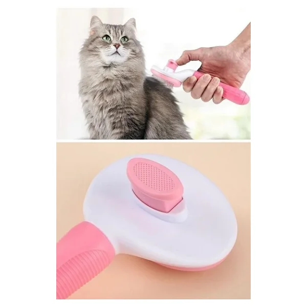 Buffer Kedi Köpek Tüy Toplayıcı Kendini Temizleyebilen Ergonomik Saplı Evcil Hayvan Tarağı Pembe - Görsel 8